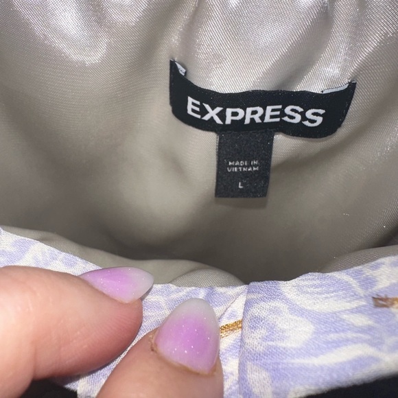 Express Floral Metallic Clip Dot Off Shoulder Romper - Picture 9 of 9